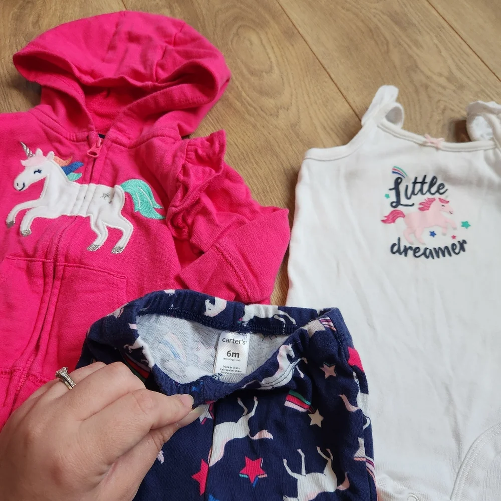 Pink Unicorn Hoodie and Navy Leggings Set